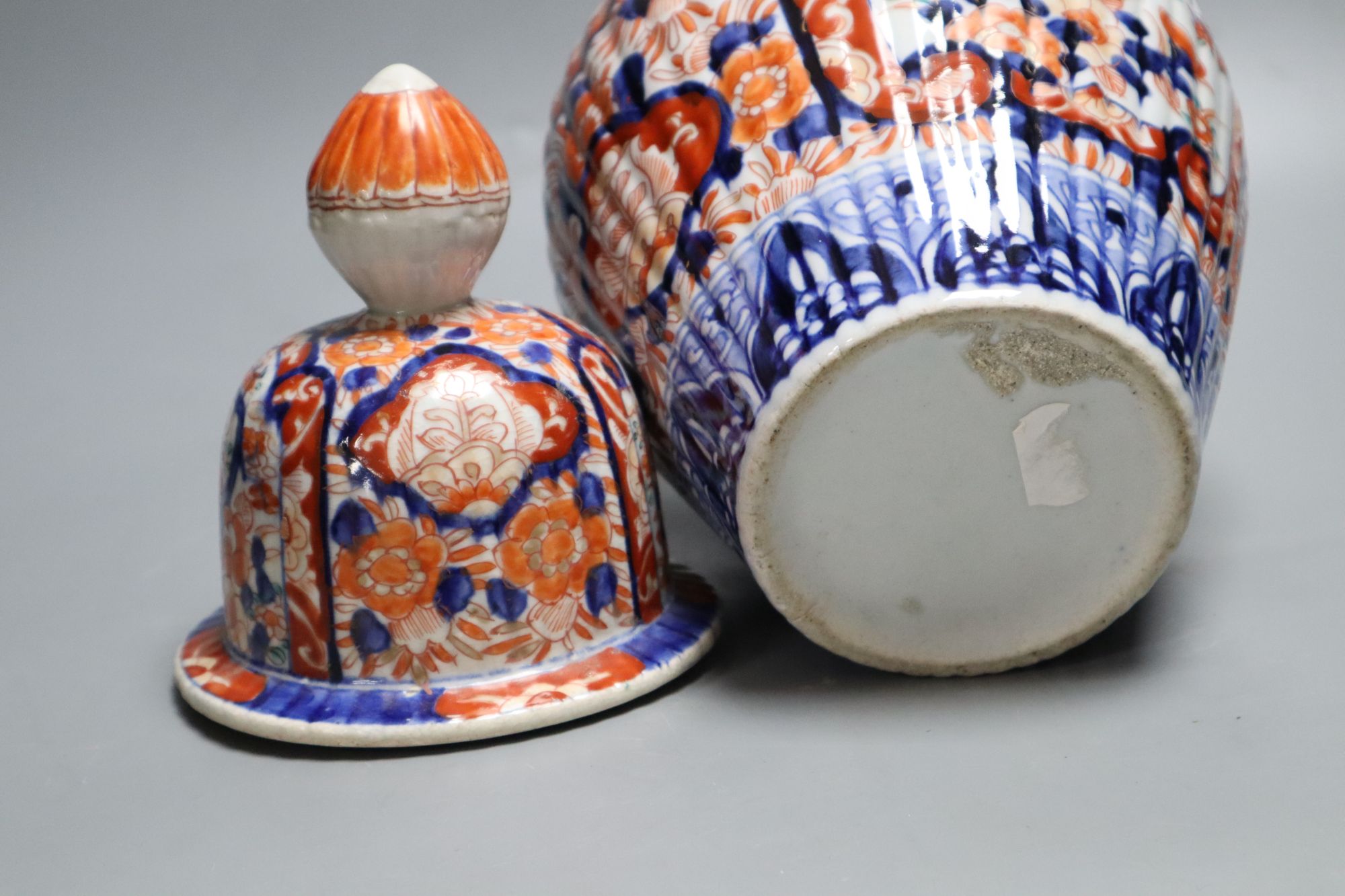 An Imari vase and cover, height 34cm